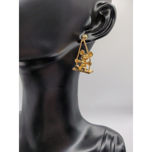 Disney Jewelry - Gold Toned Disney Mickey Mouse Swing Earrings‎